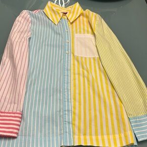 Staud Martha mixed striped button down shirt